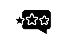 three stars in a speech bubble