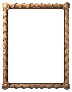 an old wooden frame with decorative carvings on the edges and sides, isolated against a white background