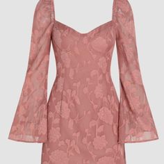 Jacquard Floral Bell Sleeve Short Dress Actual Color Is The Dress With Measurements. M Gps W605 Light Pink Dress Short, Mod Mini Dress, Pink Dress Short, Dress With Bell Sleeves, Light Pink Dress, Mini Dress Formal, Corset Mini Dress, Blue Shirt Dress, Printed Bodycon Dress