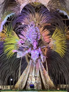 a woman is dressed in an elaborately decorated outfit and headpieces at the carnival