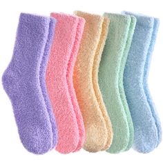 PRICES MAY VARY. HIGH QUALITY FLUFFY MATERIAL - Fuzzy Socks for women are made of premium microfiber. It's so soft and cozy that make you feel you are walking on the cloud. Smooth seam and high elastic cuff design, soft touch and comfortable feel, once wear it, you'll never want to take it off. COZY & WARM - On a cold winter day, our women fluffy socks will protect your feet and keep you feet warm! Ultra-soft and thick plush, the womens soft warm slipper socks get rid of the cold and improve cir Sleeping Socks, Sleep Gifts, Fleece Socks, Fluffy Socks, Non Slip Socks, Winter Slippers, Soft Sock, Sock Animals, Fuzzy Socks