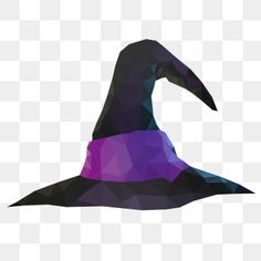 a purple and black wizard hat on a white background, with triangles in the shape of a