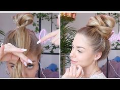 NEW VIRAL TIKTOK MESSY BUN! SO QUICK & EASY! ЭТО САМЫЙ ПРОСТОЙ СПОСОБ СДЕЛАТЬ ОБЪЕМНЫЙ ПУЧОК! - YouTube Chignon Simple, Easy Bun, Hair School, Easy Bun Hairstyles, Make Up Hair, Messy Bun Hairstyles, Viral Tiktok, Braided Bun