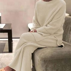 Farbe: Beige, Schwarz, Blau, Grau, Kamel; Größe: S, M, L, XL, XXL, XXXL Wide Leg Pant Suit, Winter Knitwear, Homewear Woman, Winter Pajamas, Traje Casual, Maxi Robes, Casual Suit, Yoga Shorts, Casual Sets