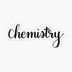 the word chemistry written in black ink on a white background