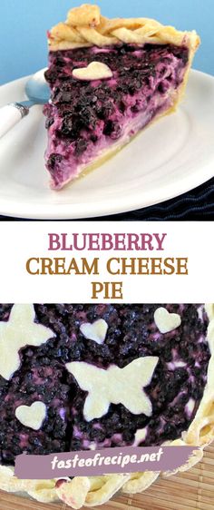 BLUEBERRY CREAM CHEESE PIE Bluberry Pie, Blueberry Cheesecake Pie, Blueberry Cream Cheese Pie, Cream Cheese Pie Recipes, Blueberry Cream Pies, Butter Crust, Cream Cheese Pie, Blueberry Topping, Cheese Pie