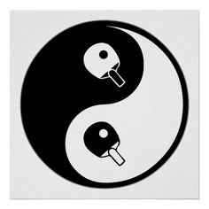 a ping pong paddle in the shape of a yin - yang symbol on a white background