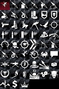 a bunch of white symbols on a black background