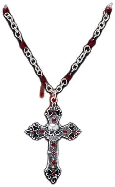 Red Cross Necklace, Red Gems, Gothic Cross, Gothic Crosses, Tall Hoodies, Red Beads, A Skull, Blood Red, Swim Accessories