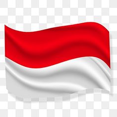 the flag of indonesia waving in the wind, transparent background png and psd