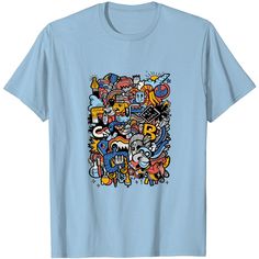 Doodle T Shirt Doodle On Tshirt, Doodle Shirt Design, Doodle T Shirt, Tshirt Doodle, Cotton T-shirt With Cartoon Print Band Merch, Shirt Doodle, Doodle Shirt, The United States, Shirt Design