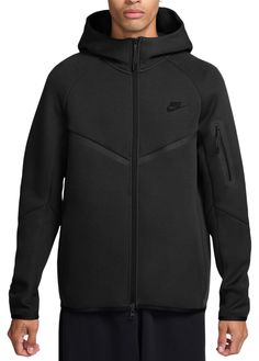 Zip into a hoodie that blends classic with current. This wardrobe staple is anchored in Nike heritage while serving a fresh Tech aesthetic Fit & Design: Based on Nike's Windrunner jacket, it has the iconic chevron design at the chest updated with the modern smooth on both sides Tech fleece construction you love Smooth-on-both-sides fleece feels warmer and softer than ever Lightweight build The standard fit is designed to feel relaxed through the body for easy layering Made with at least 50% sust Nike Tech Hoodie, Black Nike Tech, Nike Windrunner Jacket, Aesthetic Fit, Nike Windrunner, Tech Aesthetic, Windrunner Jacket, Aesthetic Fits, Chevron Design