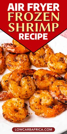 air fryer frozen shrimp recipe on a white plate