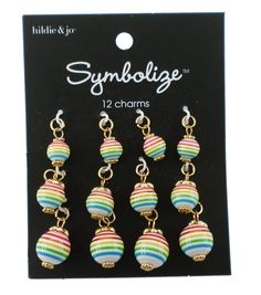 hildie & jo Symbolize 12 pk Round Gold Charms Rainbow Stripes, Jewelry Charms Pendants, Bee Pendant, Gold Charms, Jewelry Charms, Jewelry Kits, Gold Dots, Silver Lockets, Jewelry Making Charms, Ball Pendant