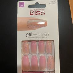 New In Box. Long Kiss Gel Fantasy Glue On Nails Longest Kiss, Kiss Pink, Glamour Nails, Pink Bling, Kiss Makeup