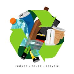 an image of a recycling poster with the words reduce - reuse - recycle