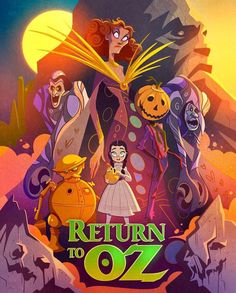 an animated movie poster for return to the wizard