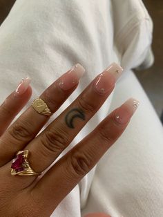 French Tips Accent Nail, Coffin French Tips With Gems, French Tip With Gold Rhinestones, French Mani With Gems, White Tips With Gems, Elegant Nails With Gems, Square French Tip With Gems, French Tip Nails With Rine Stones, French Tip With Gems Rhinestones