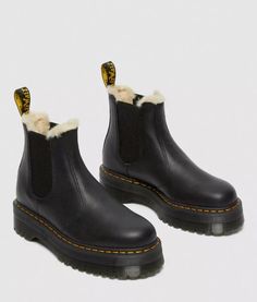 -The 2976 is our rugged take on the classic Chelsea boot. Manufactured since the 70s -Pisa is a medium-weight milled nappa leather with a super-soft tumbled handle and richly pigmented waxy finish -Lined with soft faux fur and built on the iconic and comfortable Dr. Martens air-cushioned sole -Made with classic Doc's DNA, including grooved edges, visible stitching and heel-loop -Platform height: 1 1/2 in; Heel height: 1 7/8 in Casual Boots For Women, Doc Martens Boots Women, Doc Martin Chelsea Boots, Platform Winter Boots, Dr Martens Chelsea Boots, 2976 Chelsea Boots, Dr Martens Chelsea, Dr Martens Platform, Dr Martens 2976