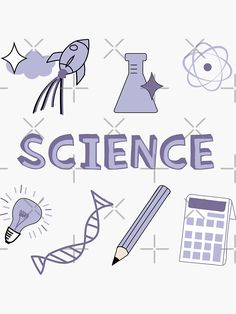 the word science surrounded by icons and symbols