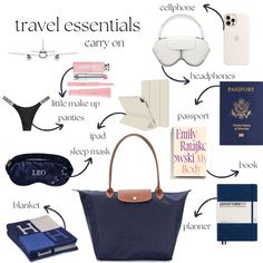 Airport Chic, Everyday Bag Essentials, Backpack Essentials, Inside My Bag, Longchamp Bag, Purse Essentials