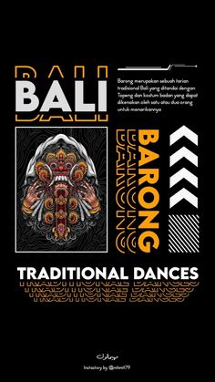 an advertisement with the words bali and baron's on it, in orange and black