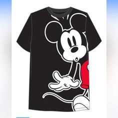 Unior Sized Shirts Are Perfect For Both Boys And Girls Extra Soft T-Shirts Are Made Of Cotton And Polyester Material, Making Them Extra Soft And Comfortable Oversized Shirt Is Trendy And Perfect For Wearing With Biker Shorts, Leggings, And More. Mickey Mouse Is Peeking Out From The Side Of The Shirt Making A Surprised Facial Expression. Gift Is Perfect For The Disney And Mickey Mouse Lovers In Your Life. Black Mickey Mouse Tops For Disney Events, Fun Black Mickey Mouse T-shirt, Black Mickey Mouse Top For Disney Fan Events, Black Graphic Print Tops For Disney Fan Events, Disney Black T-shirt With Character Print, Black Disney Character Print T-shirt, Black Disney Cotton Top, Black Mickey Mouse Short Sleeve T-shirt, Disney Black Top With Character Print