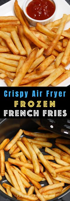 crispy air fryer frozen french fries with ketchup