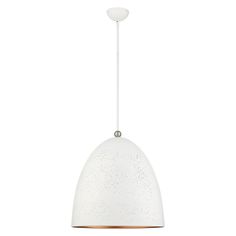 a white light hanging from a ceiling fixture