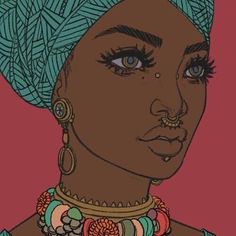 Headwrap Drawing, Natural Hair Art, Afrikaanse Kunst, Heroic Fantasy, Arte Inspo, Dope Art, Afro Art, African American Art, Black Women Art