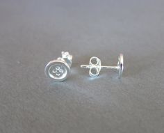 Sterling Silver Button Stud Earrings tiny Stud by GreatJewelry4All Tiny Stud Earrings Sterling Silver, Button Earrings Studs, Funky Earrings Silver, Button Stud Earrings, Fun Silver Earrings, Weird Stud Earrings, Aesthetic Stud Earrings, Cool Stud Earrings, Silver Studs Earrings