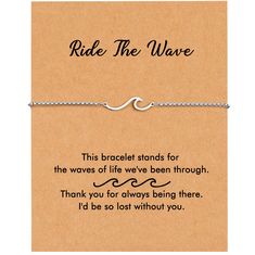 a bracelet with the words ride the wave on it