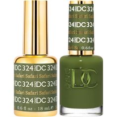 DND DC Duo Gel - #324 Safari / Soak-Off Gel Polish 0.6 oz. + Nail Lacquer 0.6 oz. Dnd Green Gel Polish, Gel Colors, Red Carpet Manicure, Edge Nails, Glitter Pigment, Nail Polish Set