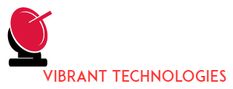 the logo for vibrant technologies is shown in red and black on a white background