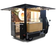 the food truck is designed to look like it has coffee beans on top and outside