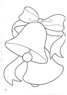 a drawing of a bell with a bow on it