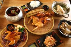 a table topped with different types of food