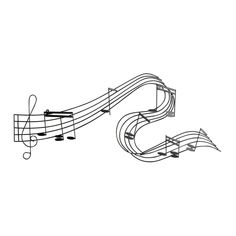 music notes and trebles are arranged in the shape of a letter s on a white background