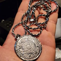 Vintage Taxco Aztec Pendant Medallion With Italian Silver 30" Necklace. Very Beautiful Statement Piece. Aztec Pendant, Aztec Necklace, Italian Necklace, Mens Accessories Jewelry, Vintage Sterling Silver, Mens Accessories, Sterling Silver, Pendant, Silver