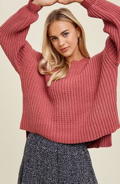 Sweater weather is calling this chunky knit number that is framed with a casual notched neck. Notched neck Long sleeves 65% acrylic, 35% nylon Hand wash, dry flat Imported Concert Looks, Crochet Clothing, Versace Sunglasses, Flip Flop Slippers, Sweaters And Leggings, Comfortable Sandals, Baby Size, Toddler Sizes