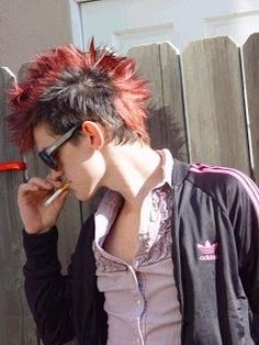 2000s Punk Hair Men, Red Hair Punk Guy, Alt Men Hairstyles, Emo Punk Hair, Men’s Punk Hair, Emo Mohawk, Punk Hairstyles Men, Hair Ideas For Ocs, Punk Haircut Men