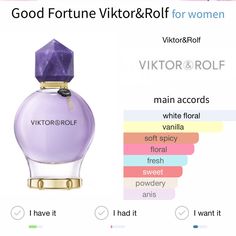 New Good Fortune Viktor&Rolf For Women Good Fortune Viktor&Rolf For Women Viktor&Rolf Main Accords White Floral Vanilla Soft Spicy Floral Fresh Sweet Powdery Anis I Viktor Rolf Perfume, Viktor And Rolf Perfume, Viktor Rolf Good Fortune, Victor And Rolf Perfume, Viktor And Rolf Bonbon, Viktor And Rolf Flowerbomb, Victor Rolf Perfume, Good Fortune Viktor & Rolf, Winter Perfume