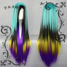 Hot Sell Long Blue Black Yellow Purple Straight Women&apos;s Lady&apos;s Hair Wig Wigs, #AD, ##Wigs, #ADVERTISEMENT, #Wig, #Hair, #Lad Congo Women, Holographic Hair, Straight Wigs, Women Cosplay, Purple Unicorn, Emo Hair, Unicorn Hair, Straight Wig, Crazy Hair