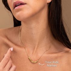 Spoil mom with a stunning gold stainless steel necklace that she'll cherish forever. This beautiful piece features elegant rectangle pendants that you can personalize by engraving your kids' names or special dates. With the option to add up to 6 pendants, each pendant can hold a precious memory close to her heart. This necklace is the perfect gift to show your love and appreciation for mom. Material: Stainless steel. Necklace Length: 16.5" (42 cm) + 2" (5 cm) extension. Waterproof! Every purchas Gold Rectangular Pendant Jewelry For Birthday, Custom Name Necklaces With Rectangular Pendant For Personalized Gift, Custom Name Necklace With Rectangular Pendant For Personalized Gift, Personalized Rectangular Necklaces For Birthday, Mother's Day Jewelry: Rectangular Pendant With Name, Personalized Rectangular Necklace For Birthday, Mother's Day Name Engraved Rectangular Pendant Jewelry, Mother's Day Gift Rectangular Pendant Necklace For Mom, Personalized Rectangular Charm Necklaces For Mother's Day