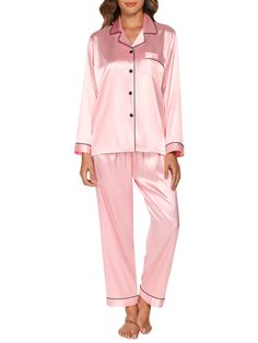 PRICES MAY VARY. CLASSIC STYLE AND SILKY: GAESHOW satin pajamas for women blends a classic look with silk-like fabric. The lightweight stretch satin glides along the skin with a smooth caress, which provides a super soft, comfy and carefree feel HIGHEST QUALITY: GAESHOW womens pajamas could last for years but still soft like the first wearing. The machine-washable fabric won't thin out or wear down, it is also fade-resistant, will maintain its original colors and texture DESIGN: The pajamas feat Silk Pj Set, Silk Pajamas Set, Satin Pj Set, Silk Pajamas Women, Pyjama Satin, Silk Sleepwear, Silk Pajama Set, Satin Pyjama Set, Satin Pajamas