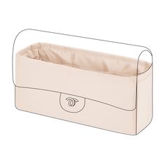 a white storage bag with an eye on the front and bottom section in beige canvas