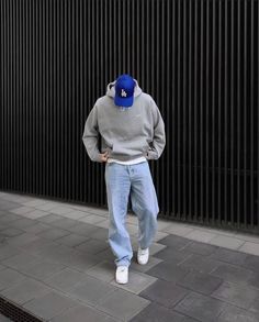 Hommes Grunge, Blue Jeans Outfit Men, Hoodie Outfit Men, Jeans Outfit Men, Blue Jean Outfits, Streetwear Mode