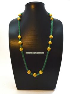 Stunning & Plain Necklace with 18K Pure Solid Gold with Gold Beads & Emerald Smooth Roundel Stone : AAA Emerald Metal : 18K Solid Yellow Gold Stone Size : Roundel 2.5mm Gold Beads 13x12mm Sold By : 26inch Sku : GRC-054 ----------------------------------------------------------------------------- Yellow Gold Beaded Necklaces For Wedding With Polished Beads, Green Pearl Necklace With Faceted Round Beads, Luxury Beaded Necklaces For Festive Occasions, Gold Emerald Necklace With Round Beads For Festive Occasions, Elegant Gold Emerald Necklace With Faceted Beads, Gold Emerald Necklace With Gemstone Beads, Round Faceted Beads Pearl Necklace For Jewelry Making, Yellow Gold Beaded Necklace For Wedding, Green Gemstone Beaded Necklaces In Temple Jewelry Style