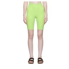 Nwt. Size Xs. They Are Bright Yellowish Green, Almost Neon. Short Girlfriend, Purple Bike, Bedazzled Jeans, Versace Shorts, Black Biker Shorts, Color Key, Yellowish Green, Black Bike, Girlfriend Collective