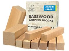 Basswood blocks set Basswood Carving, Best Wood For Carving, Spoon Carving Tools, Whittling Projects, Making Picture Frames, Whittling Knife, Chip Carving, Carving Wood, Wood Carver